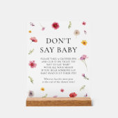 Wildflower Spring Baby shower Zeg geen Baby spel Acryl Bord (Voorkant)