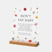 Wildflower Spring Baby shower Zeg geen Baby spel Acryl Bord (Hoek)