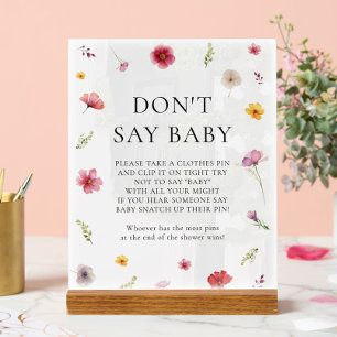 Wildflower Spring Baby shower Zeg geen Baby spel Acryl Bord