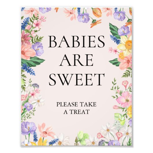Wildflower Spring Baby's zijn Sweet Sign Foto Afdruk (Voorkant)