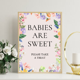 Wildflower Spring Baby's zijn Sweet Sign Foto Afdruk