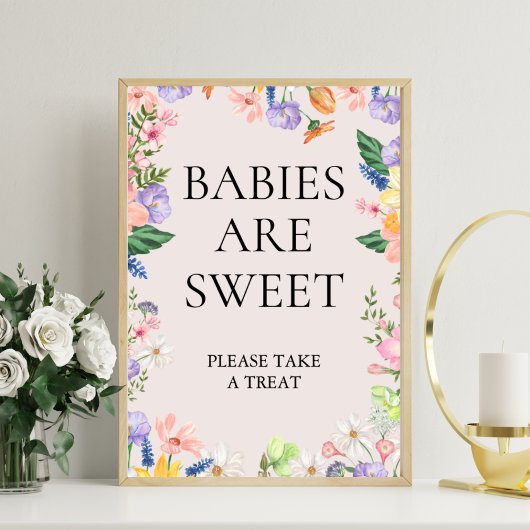 Wildflower Spring Baby's zijn Sweet Sign Foto Afdruk
