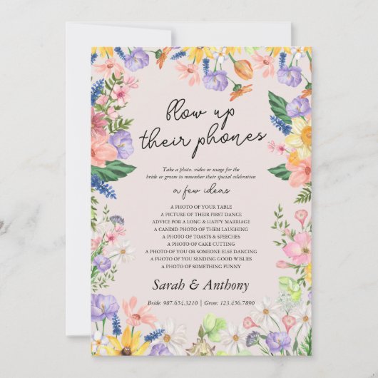 Wildflower Spring blaast hun telefoonteken Kaart o (Voorkant)