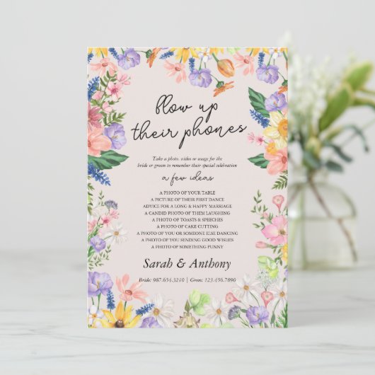 Wildflower Spring blaast hun telefoonteken Kaart o (Staand voorkant)