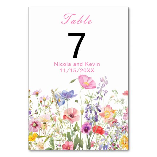 Wildflower Spring Bloementafel Kaart (Voorkant)