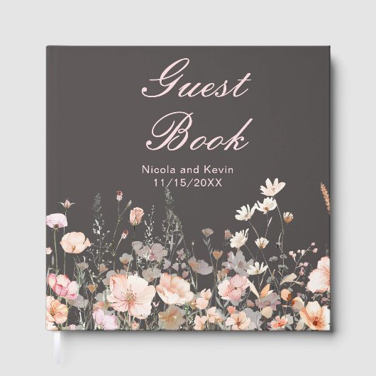 Wildflower Spring Blush Pink Floral Wedding Gastenboek (Voorkant)