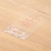 Wildflower Spring Blush Roze Bloemen Huwelijk Acryl Uitnodigingen (Laagn)
