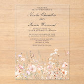 Wildflower Spring Blush Roze Bloemen Huwelijk Acryl Uitnodigingen (Voorkant)