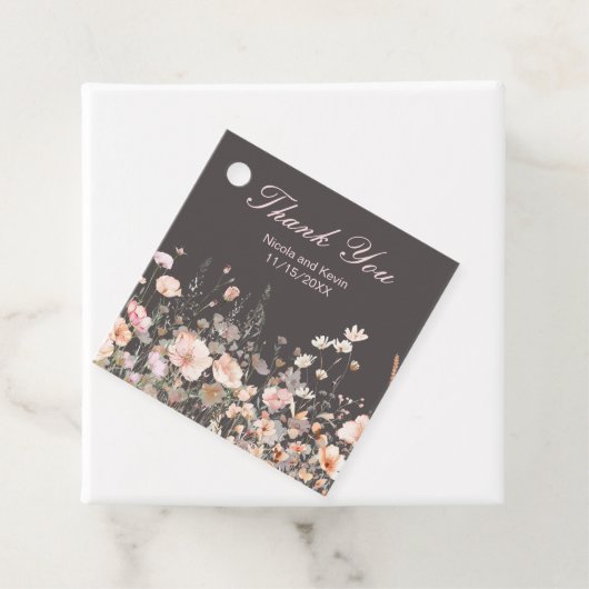 Wildflower Spring Blush Roze Bloemen Huwelijk Bedankjes Labels (In situ)