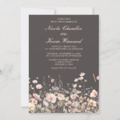 Wildflower Spring Blush Roze Bloemen Huwelijk Kaart (Voorkant)
