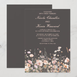 Wildflower Spring Blush Roze Bloemen Huwelijk Kaart