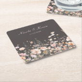 Wildflower Spring Blush Roze Bloemen Huwelijk Kartonnen Onderzetters (Schuin)