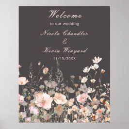 Wildflower Spring Blush Roze Bloemen Huwelijk Poster