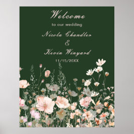 Wildflower Spring Blush Roze Bloemen Huwelijk Poster