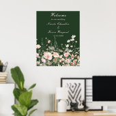 Wildflower Spring Blush Roze Bloemen Huwelijk Poster (Thuiskantoor)