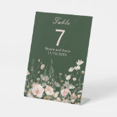 Wildflower Spring Blush Roze Bloemen Huwelijk Reclamebord Met Voetstuk (Voorkant)