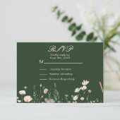 Wildflower Spring Blush Roze Bloemen Huwelijk RSVP Kaartje (Staand voorkant)