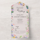 Wildflower Spring bruiloft alles in één All In One Uitnodiging (Binnen)