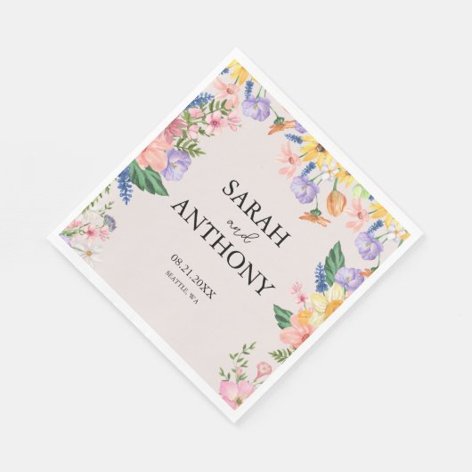 Wildflower Spring bruiloft servetten (Hoek)