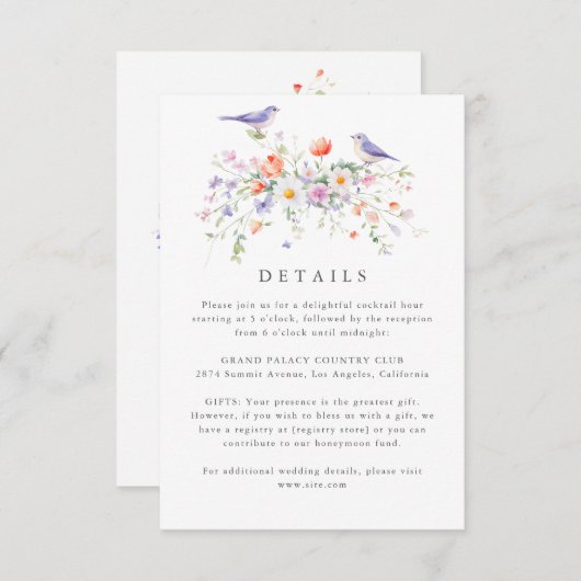 Wildflower Spring Details Wedding Enclosure Kaart (Voorkant / Achterkant)