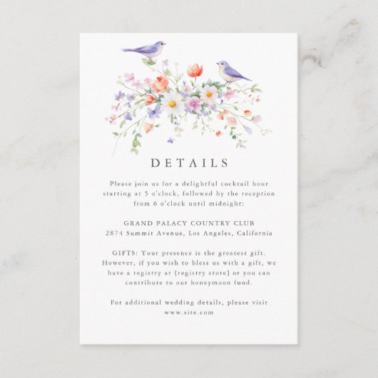 Wildflower Spring Details Wedding Enclosure Kaart (Voorkant)