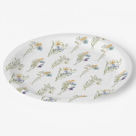 Wildflower Spring Floral Baby shower Papieren Bordje (Gekanteld)