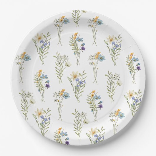 Wildflower Spring Floral Baby shower Papieren Bordje (Voorkant)