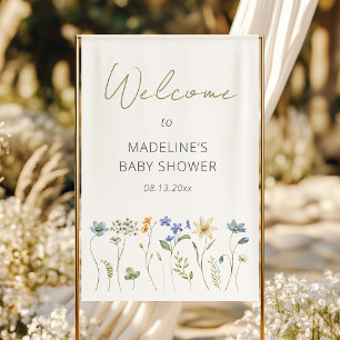 Wildflower Spring Floral Baby shower Welkom Spandoek