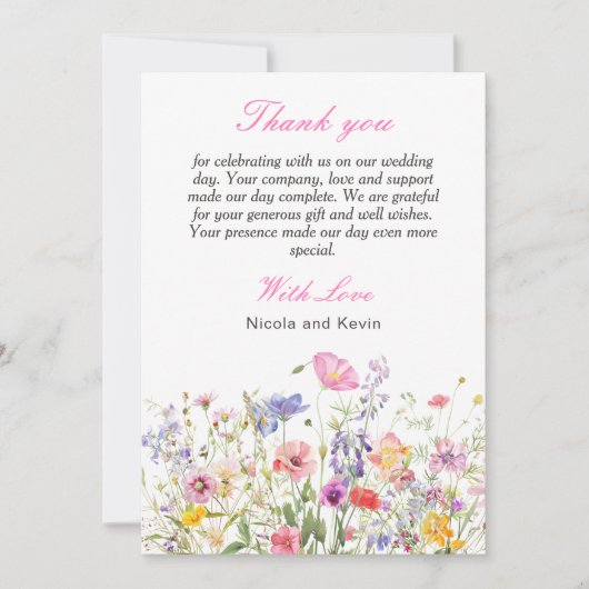 Wildflower Spring Floral Dank u Bedankkaart (Voorkant)