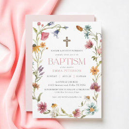 Wildflower Spring Floral Girl Baptism Kaart