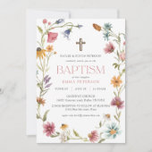 Wildflower Spring Floral Girl Baptism Kaart (Voorkant)