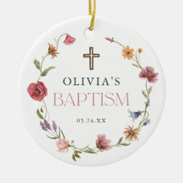Wildflower Spring Floral Girl Baptism Keramisch Ornament