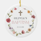 Wildflower Spring Floral Girl Baptism Keramisch Ornament (Achterkant)