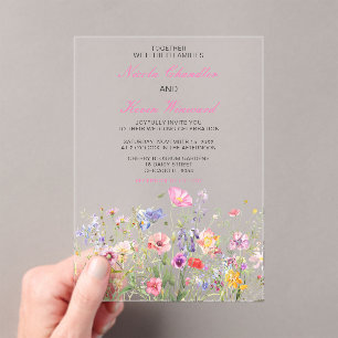 Wildflower Spring Floral Wedding Acryl Uitnodigingen
