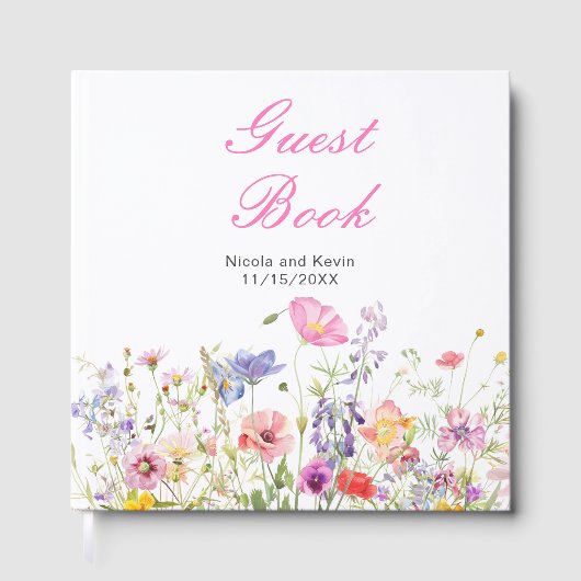 Wildflower Spring Floral Wedding Guest Book Gastenboek (Voorkant)