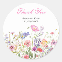 Wildflower Spring Floral Wedding Ronde Sticker
