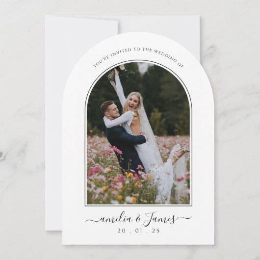 Wildflower Spring foto bruiloft Kaart (Achterkant)