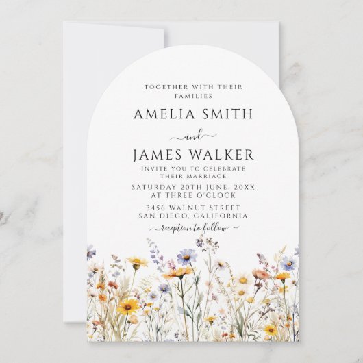 Wildflower Spring foto bruiloft Kaart (Voorkant)