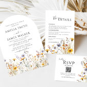 Wildflower Spring foto bruiloft Kaart