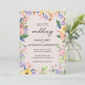 Wildflower Spring foto bruiloft uitnodiging (Staand voorkant)