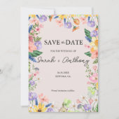Wildflower Spring Foto Opslaan van de datum Kaart (Voorkant)