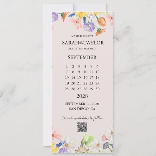 Wildflower Spring Fotostrip Save the Date Kaart (Achterkant)