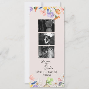 Wildflower Spring Fotostrip Save the Date Kaart