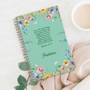 Wildflower Spring Garden Bible Verse gepersonalise Notitieboek