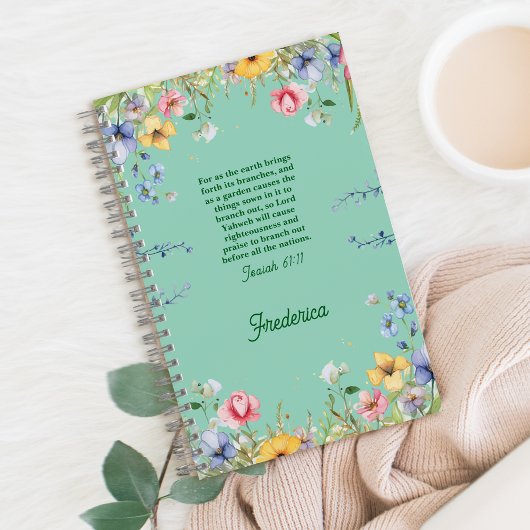 Wildflower Spring Garden Bible Verse gepersonalise Notitieboek