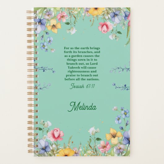 Wildflower Spring Garden Bible Verse gepersonalise Planner (Voorkant)
