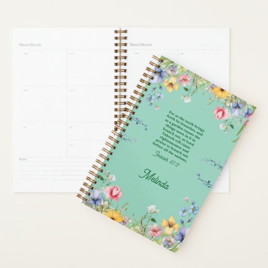Wildflower Spring Garden Bible Verse gepersonalise Planner (Display)