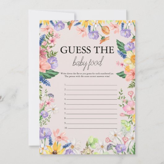 Wildflower Spring Guess de Baby Food Game Kaart (Achterkant)