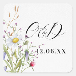 Wildflower Spring Initialen Stickers Label Floral