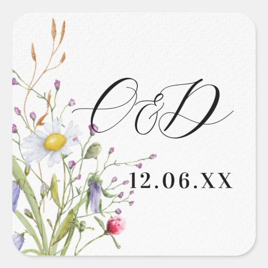 Wildflower Spring Initialen Stickers Label Floral (Voorkant)